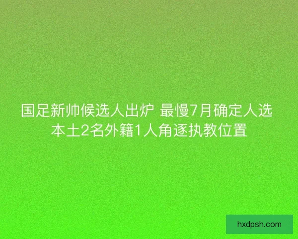 国足新帅候选人出炉 最慢7月确定人选 本土2名外籍1人角逐执教位置